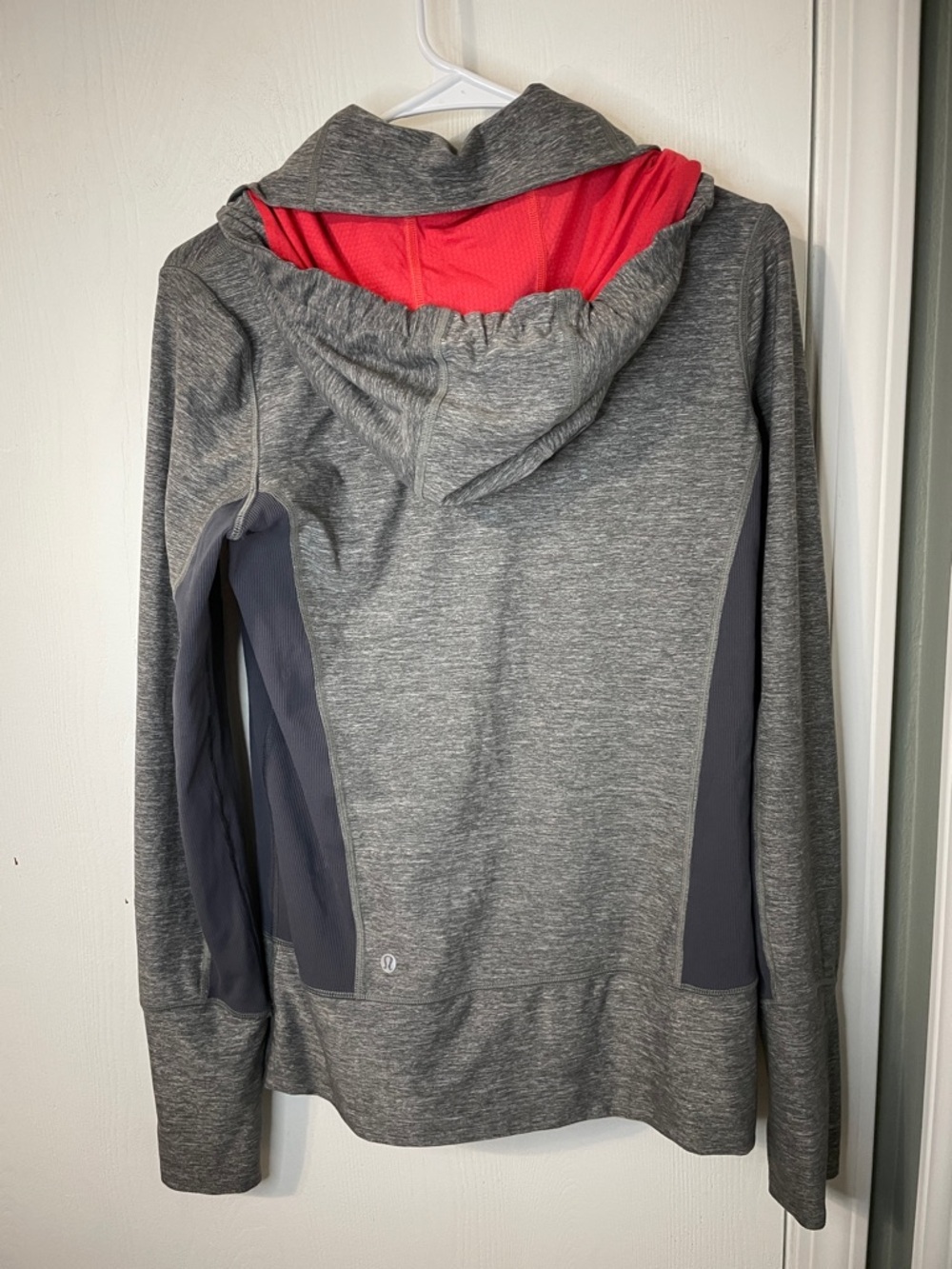 Lululemon In Stride Jacket Heathered Gray Red Size 8 Hooded Full Zip - Picture 6 of 9